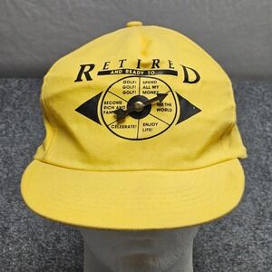 Vintage 80s Retirement Humor Snapback‎ Hat Cap Party Gift Yellow Spinner Novelty